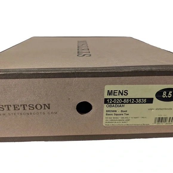 Stetson Men’s Obadiah Oiled Bison Western Boots- Broad Square Toe